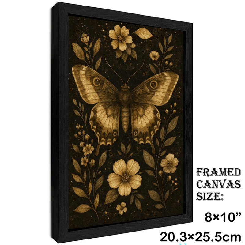 «Butterfly Illusion Moody», art moderne encadré noir rustique moderne - impressions florales encadrées, H 11 po x l 9 po