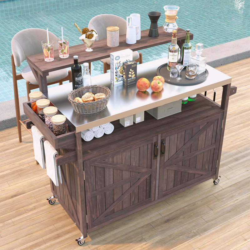 Îlot de cuisine extérieur avec plusieurs fonctionnalités pour une expérience de cuisson ultime, Brun