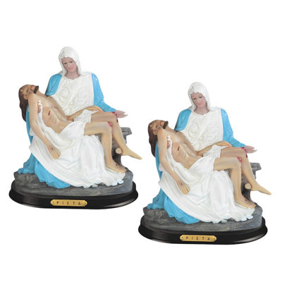 "2-PC Set" ICE ARMOR 10"H Blue La Pieta by Michelangelo Statue Holy Figurine  Figurine Statue Ornament Home/Room Decor and Perfect Gift Ideas for Hous
