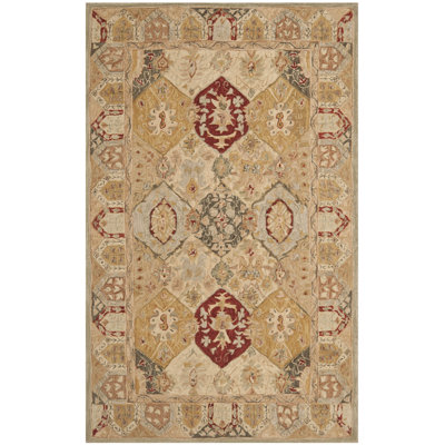 Breckan Oriental Handmade Tufted Wool Area Rug in Beige/Multi