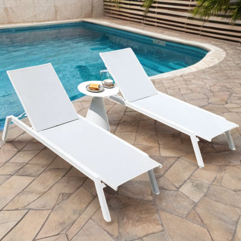 Outdoor Chaise Lounge Set with Table