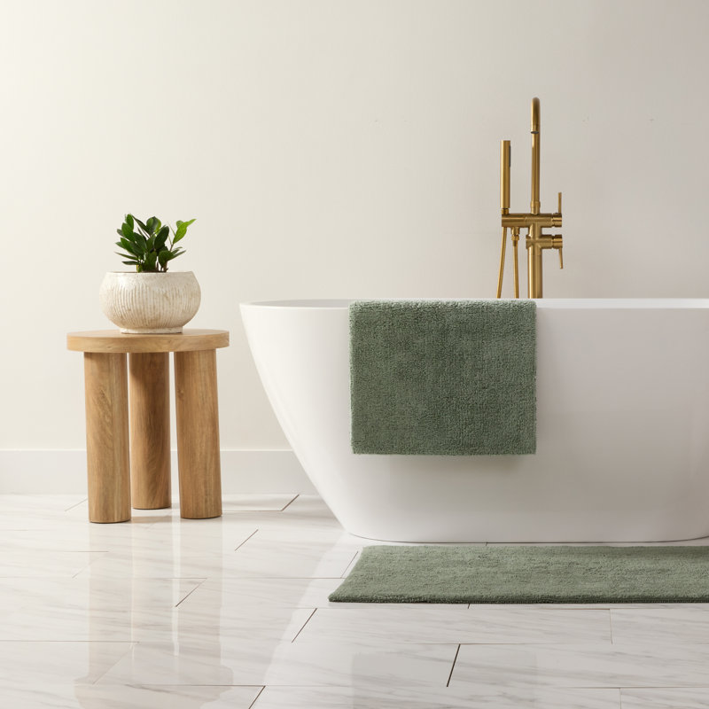100% Cotton Reversible Bath Mats, Sage, 34 in x 21 in