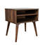 Très grand lit avec 2 tables de chevet rembourrées, couleur pierre, 100%, bases de bureau à finition noyer, accessoires de chambre à coucher gris