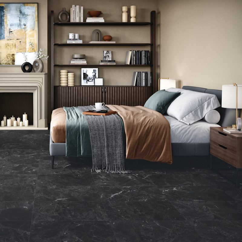 Societal 12" X 24" Porcelain Stone Look Tile, Obsidian Whisper