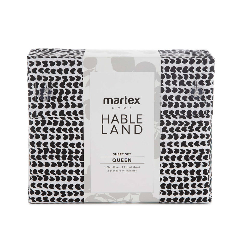 Hableland 200 Thread Count Abstract 100% Cotton Sheet Set, Queen Sheet Set + Fitted Sheet + 2 Pillowcases