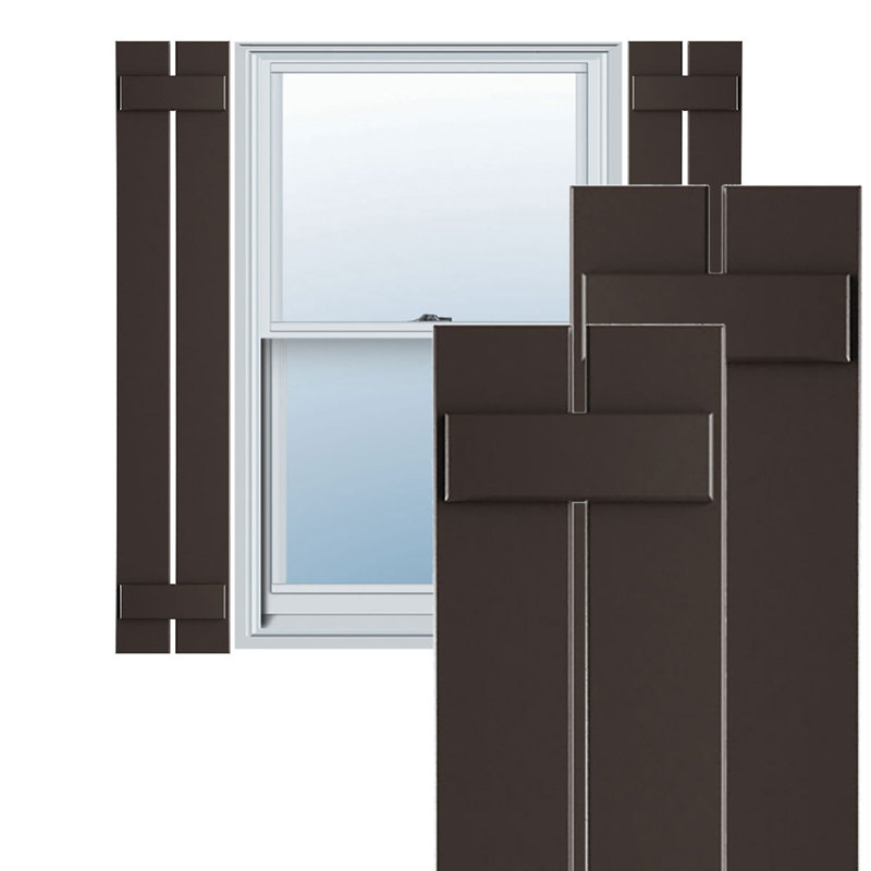 Volets en PVC True Fit à deux planches espacées, Raisin brun, H 61 po x l 11,25 po x P 0,625 po