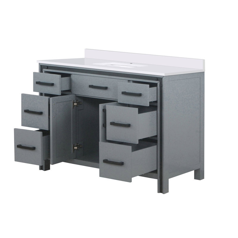 Meuble-lavabo avec comptoir en quartz blanc, Gris foncé