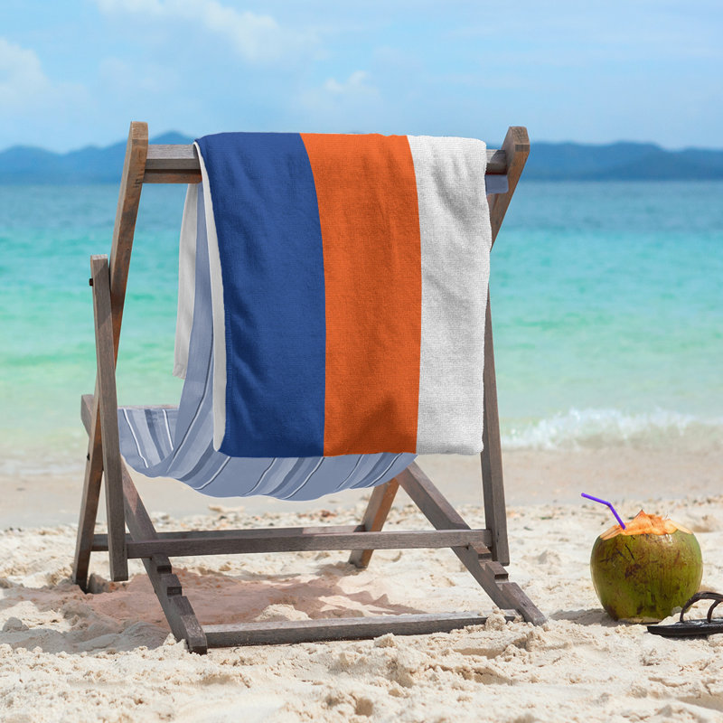 Lightweight Beach Towel, Microfiber, Royal Blue/Orange/White
