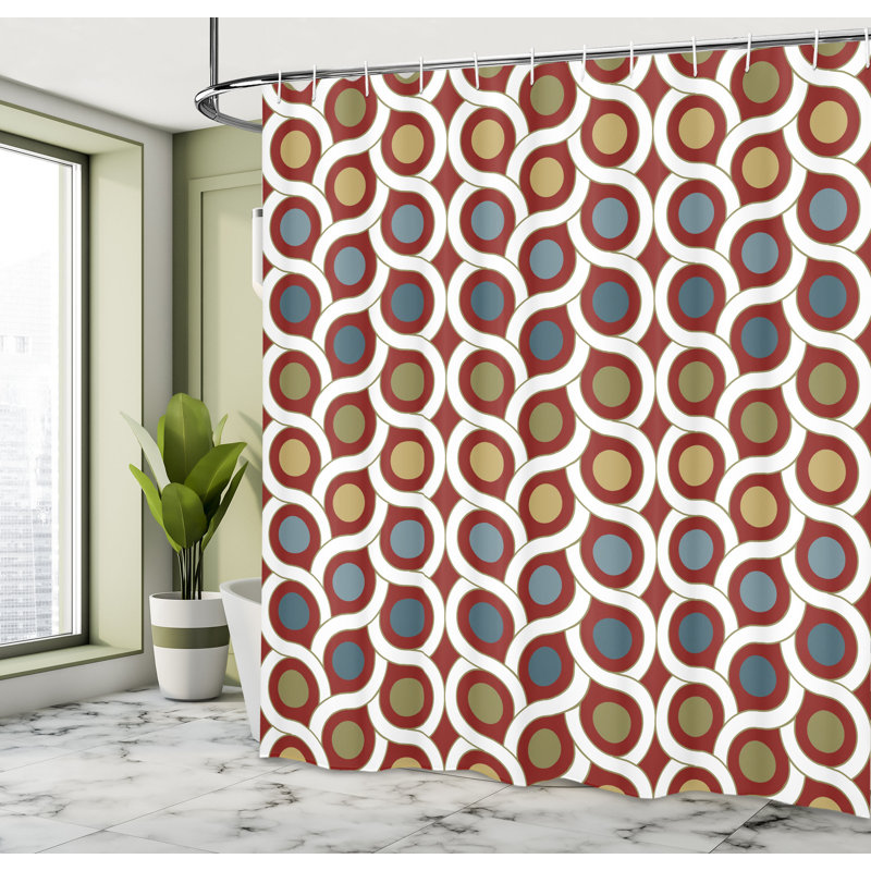 Erline Abstract Shower Curtain with Hooks Included, 69" W x 75" L