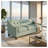 Berlin Sofa with Flared Arms, Light Blue Polyester Upholstery, Engineered Wood Frame, Made in USA