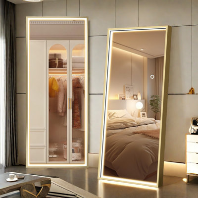 Miroir de salle de bain à DEL pleine longueur rectangulaire, miroir de salle de bain pleine longueur à DEL