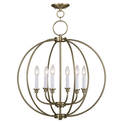 6 - Light Candle Style Globe Chandelier