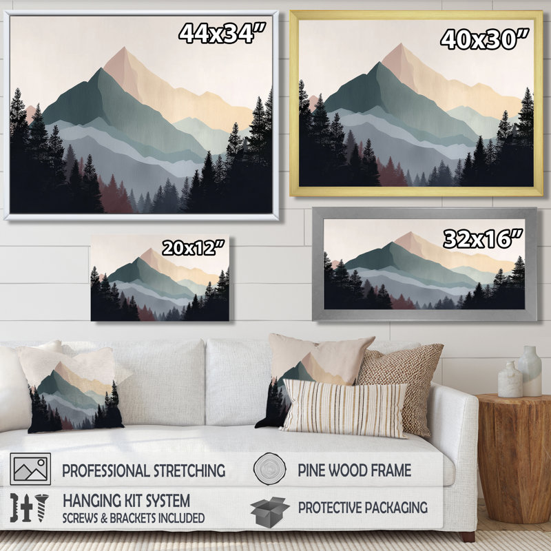 «Morning Mist On The Mountain Horizons», impression encadrée sur toile, paysage gris, H 12 po x l 20 po, Toile tendue