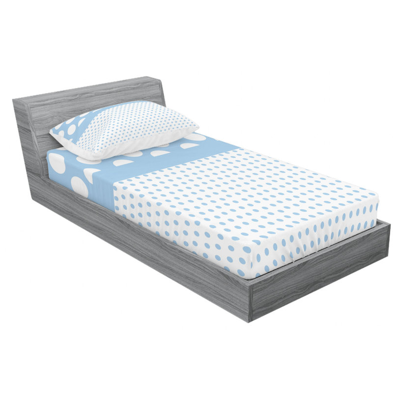 Microfiber Polka Dots Sheet Set, Twin XL Sheet Set with Fitted Sheet