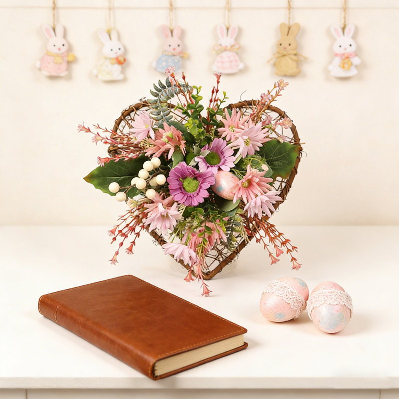 Couronne de Pâques 11,8 po avec œufs de fleurs