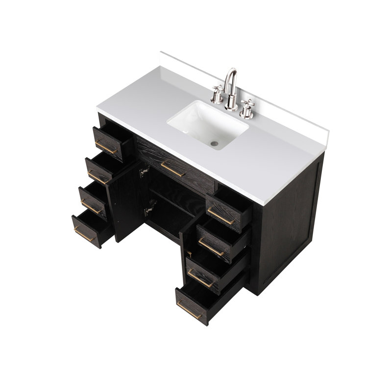 Ensemble de meuble-lavabo simple avec comptoir en quartz et robinet