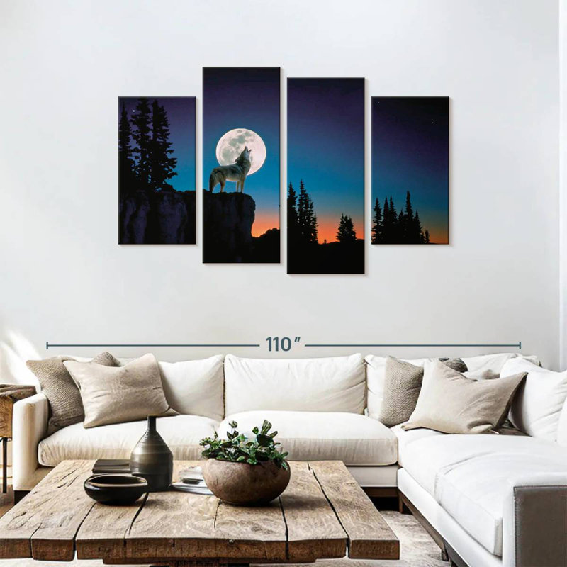 Brampt Wolf Howling At Night, 48" H x 75" W