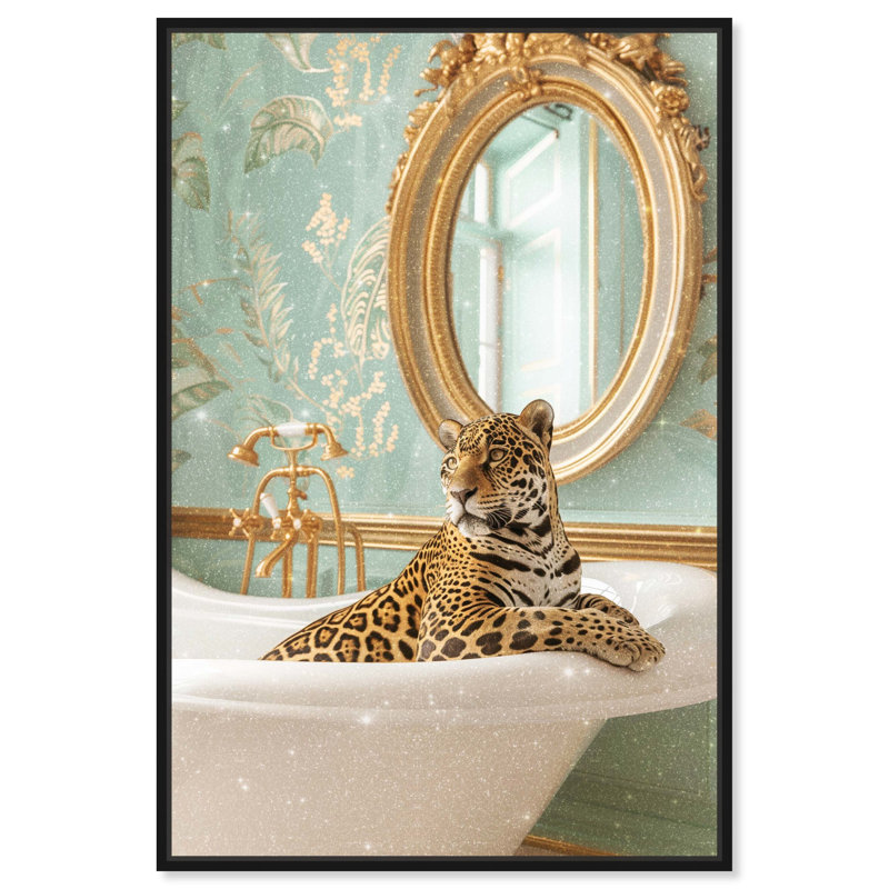 Art de salle de bain Jaguar, Cadre noir, H 16 po x l 11 po
