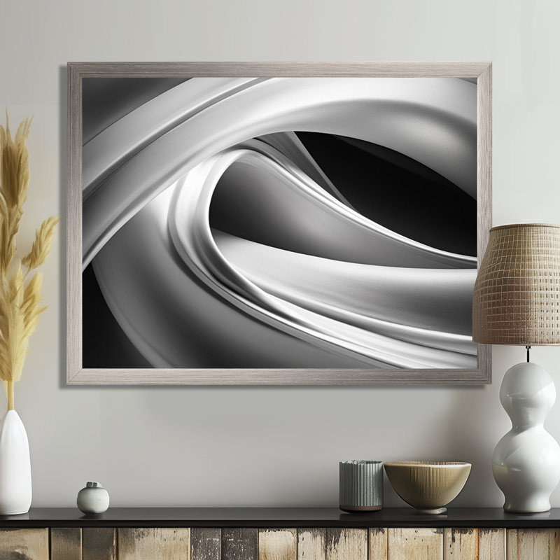 Silver Speed I - Abstract Canvas Print, 24" H x 32" W x 1" D, Brown Floater Framed