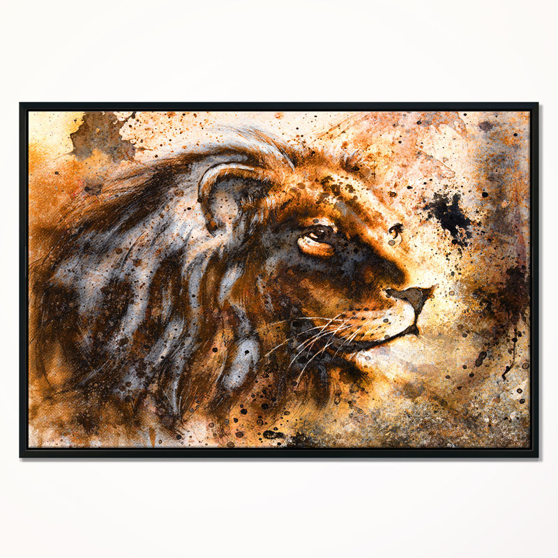 «Lion Collage - Animal Circle», art mural, H 30 po x l 40 po x P 1,5 po, Toile avec cadre flottant