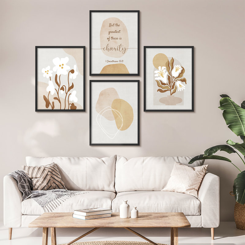 Abstrait, plante, fleur, neutre, art moderne neutre, impression encadrée, affiches, petit art mural, H 10 po x l 8 po