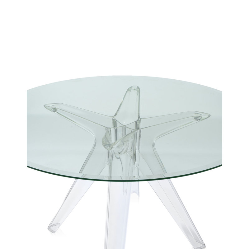 Sir Gio Round Glass Top Dining Table, Transparent, Green