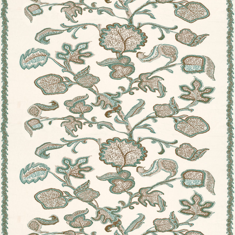 Palampore Block Print Fabric, Teal