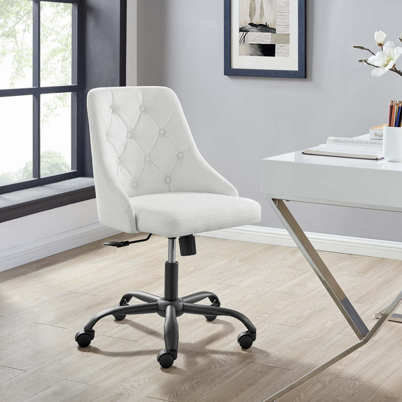 Fauteuil de bureau performant, pivotant et touffeté Distinct, Blanc, Noir, Polyester/Mélange de polyester