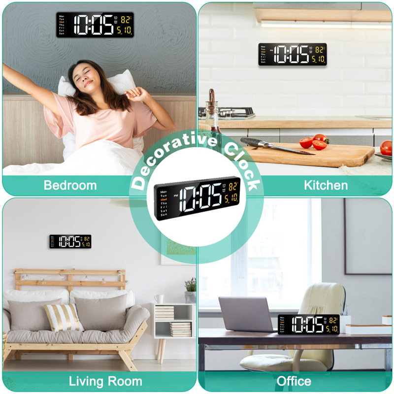Horloge murale à DEL 15,7 po avec télécommande Plugin