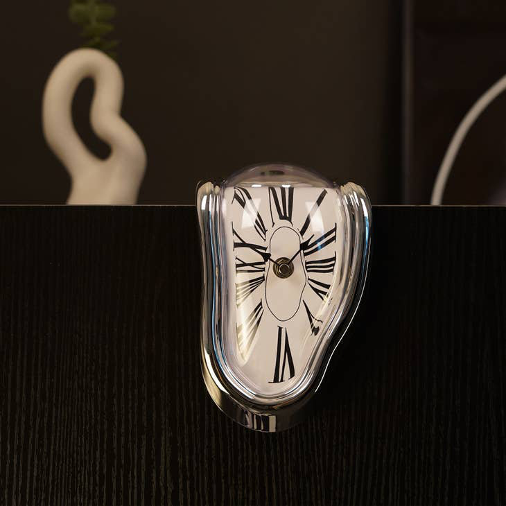 Roman Numeral Mechanical Tabletop Clock, Silver