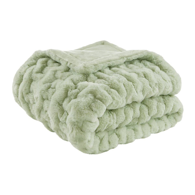 1 PC 50X60" Vivienne Faux Fur Throw, Sage Green