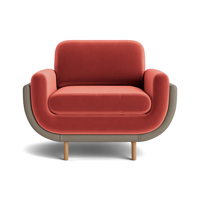 Regatta Chair, Velvet - Sienna/Greenwich Leather - Pewter, Natural
