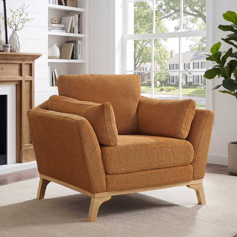 Lodell Upholstered Armchair, Curry Boucle