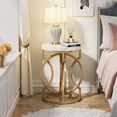 Table de bout l 19,7 po Masonlee, table d'appoint ronde avec plateau en faux marbre