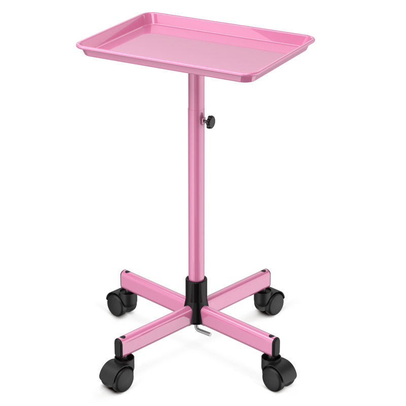 Utility Cart with Wheels Adjustable Height Storage Cart with Tray Rolling craft cart, Pink