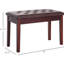 Tabouret de piano rembourré en similicuir brun avec revêtement en bois et siège pour le duo