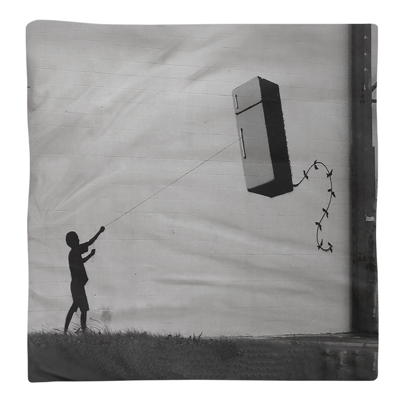 Banksy Graffiti No Pattern Square Napkin, 22" x 22", Poly Twill