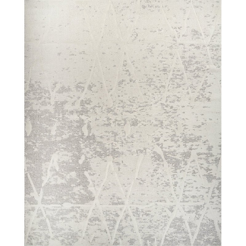 Sutton Geometric Area Rug in Ivory/Gray, Rectangle 8' x 10'