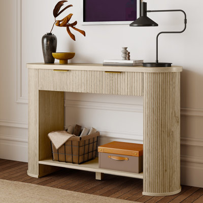  Canapé-console cannelé avec tiroirs et tablette Advait