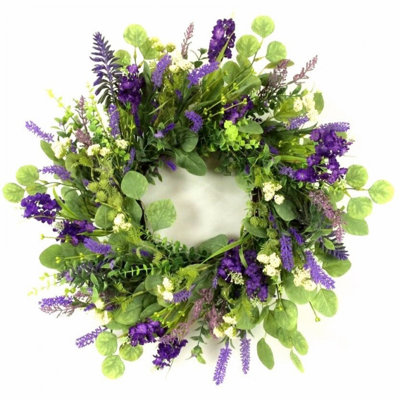 Purple Lavender And Green Eucalyptus Wreath