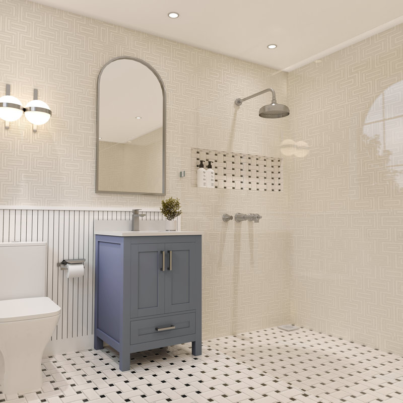 Ensemble de meuble-lavabo simple Rooh, Gris, 24"