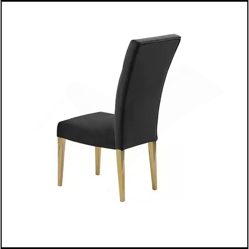 Ensemble de 2 chaises de salle à manger rembourrées Modern Velvet, Noir, noir, noir, noir