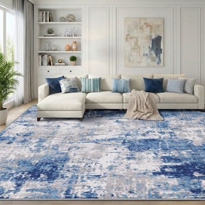 Modern Abstract Printed Area Rug Non-Slip Machine Washable Low Pile for Living Room Bedroom