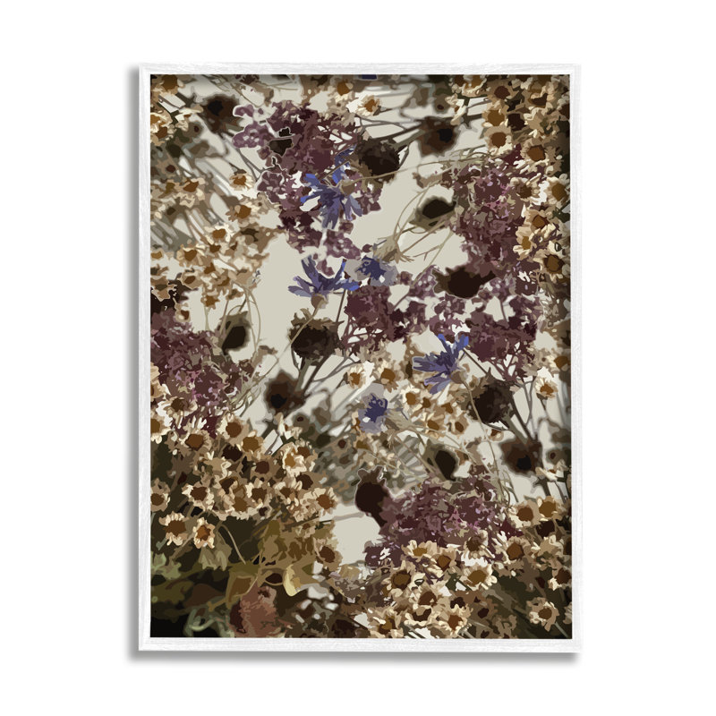 Grappe de fleurs sauvages foncées - impression sur toile, H 20 po x l 16 po, Giclée encadrée blanc bord de mer