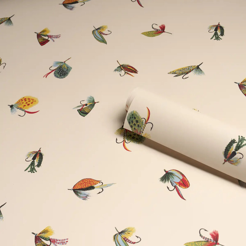 Fly Fishing Wallpaper Roll, Ivory