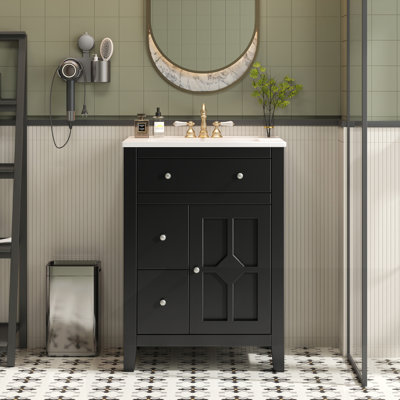 Meuble-lavabo moderne 24 po avec lavabo en céramique
