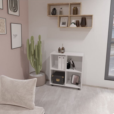 FMD Shelf on Swivel Wheels with 4 Compartments