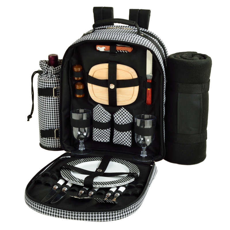 Houndstooth Polyester Picnic Backpack
