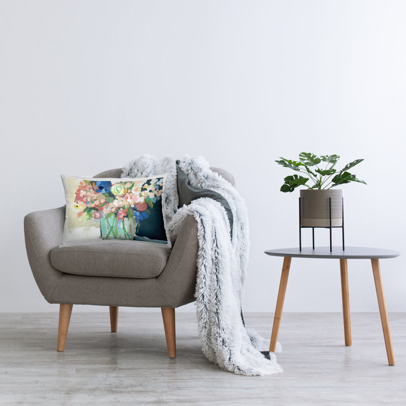 Coussin décoratif à imprimé bouquet de fleurs impressionniste par Jenny Westenhofer