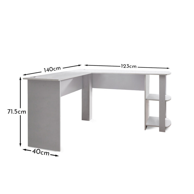 Glenhaven L-Shaped Computer Desk, White